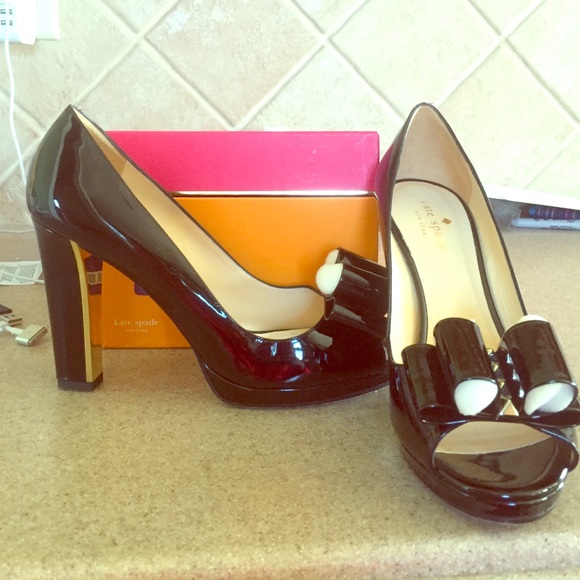 Kate Spade "Francesca" Black Peep Toe Pumps