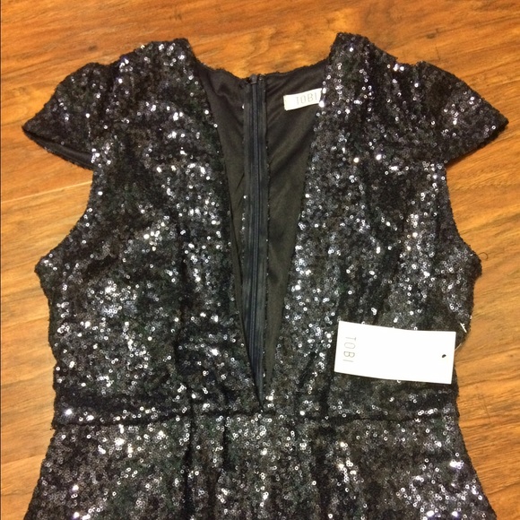 Sequenced navy blue romper