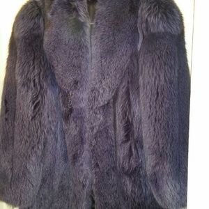 Long Hair Dyed Blue Mink Coat
