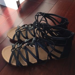 Black BCBG tie up sandals