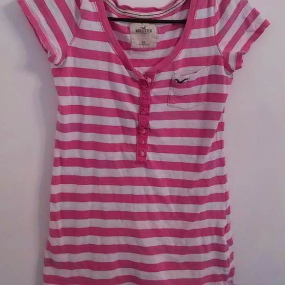 Pink striped Hollister tee size xsmall