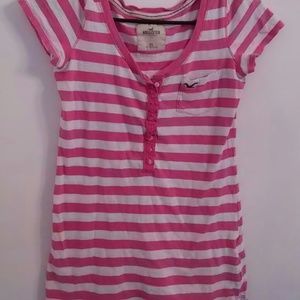 Pink striped Hollister tee size xsmall