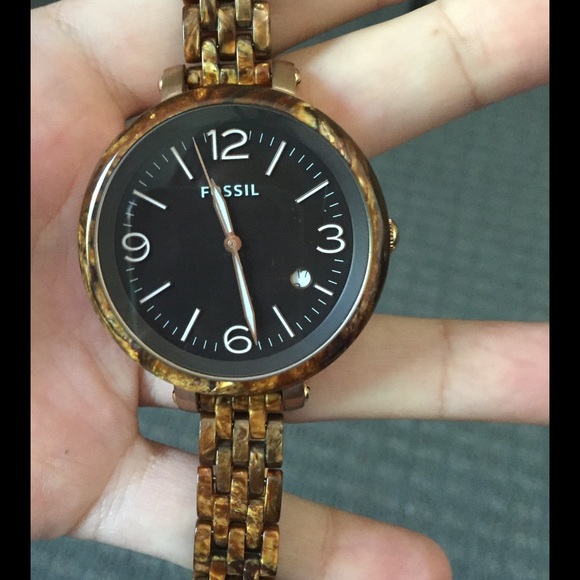 Fossil Tortoise Shell watch with Ross Gold accents