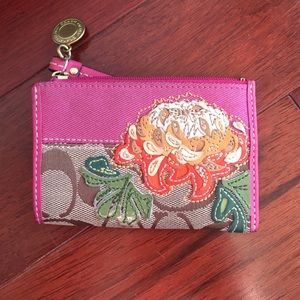 Coach Leather Flower mini wallet