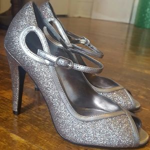 Glitter Peep Toe Heels