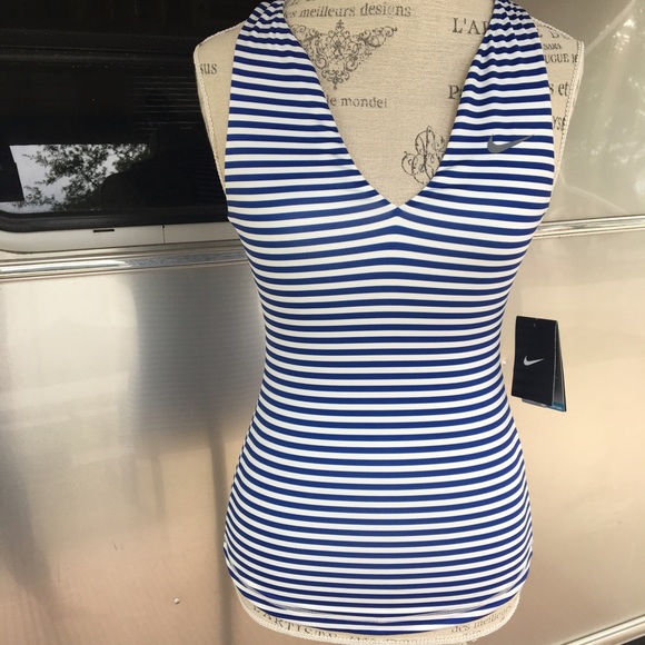 Nike Tops - Blue Stripped Nike Dri-Fit Tank