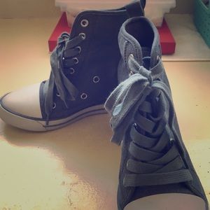 Grey Guess Hightop Sneakers with a hidden heel