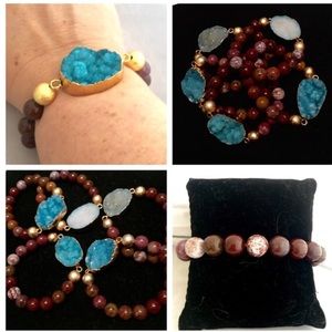 5 for $25 -- Blue Druzy Beaded Bracelets