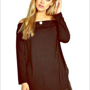 Bardot long sleeve knit top