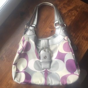 Purple/silver coach bag