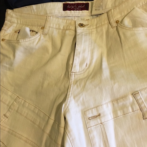 White denim with gold trends and a lot of pockets