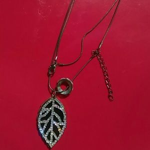 Diamond feather necklace