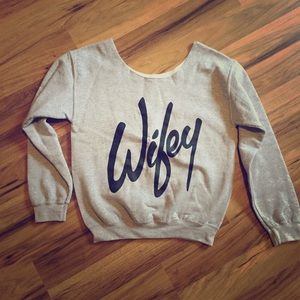 "Wifey" Off the Shoulder Sweatshirt