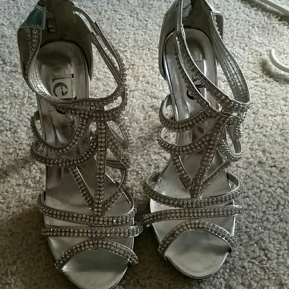 Silver Rhinestoned high heels