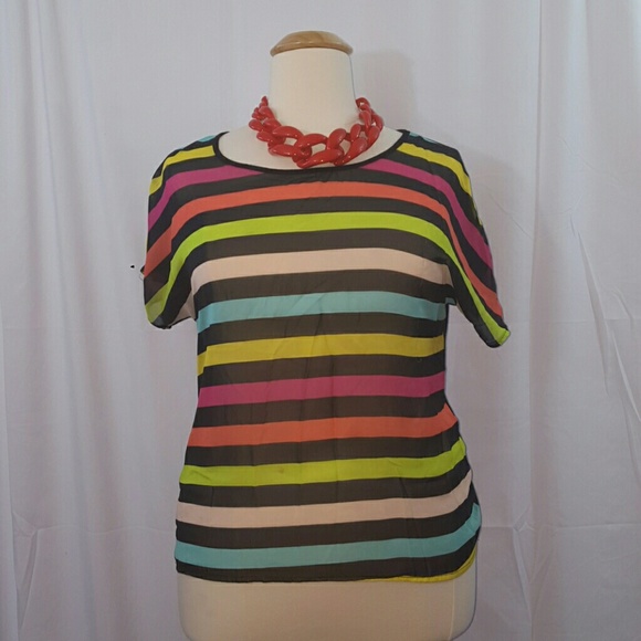 Plus Sized Multicolored Striped Top