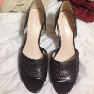 Black sandal heels worn once for a dance