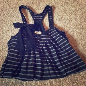 Cute Black and Grey Frayed Bow Tank