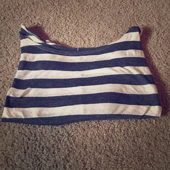 Cute Grey and Cream Stripped Crop Top