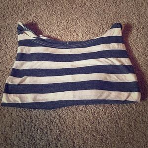Cute Grey and Cream Stripped Crop Top
