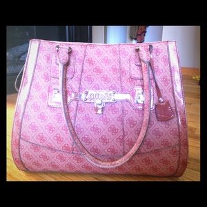 Authentic Guess Tote Handbag Shopper Satchel Coral