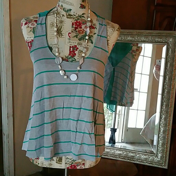 Rush Grey and Teal High-low Flowy Top