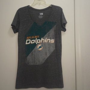 Women's Miami Dolphins Ash Gray V - Neck Tee 2XL