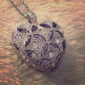 Blinged out heart necklace