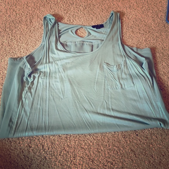 Cute Blue Tank with Sheer Back