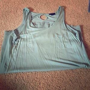 Cute Blue Tank with Sheer Back