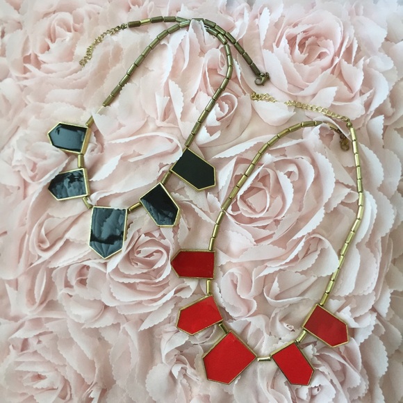 Geometric Design Necklaces in Red and Black