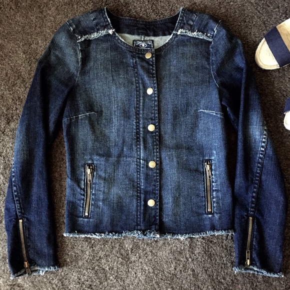 Lucky Brand Raw Edged Zip & Snap Denim Jacket
