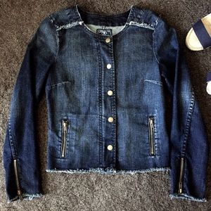 Lucky Brand Raw Edged Zip & Snap Denim Jacket