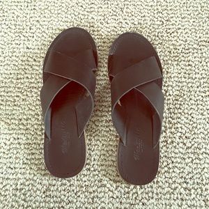 MADEWELL BLACK LEATHER SLIDES