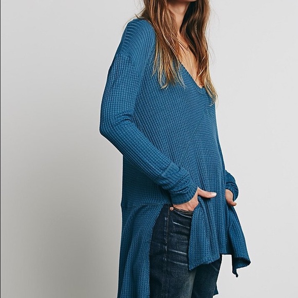 NWOT Free People Sunset Park Thermal, Blue, S