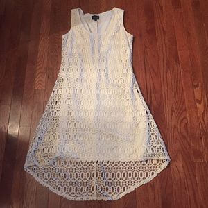 Cream lace crotchet dress - high low