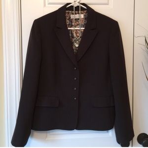 Tahari Chocolate Blazer w/Fun Pattern Lining
