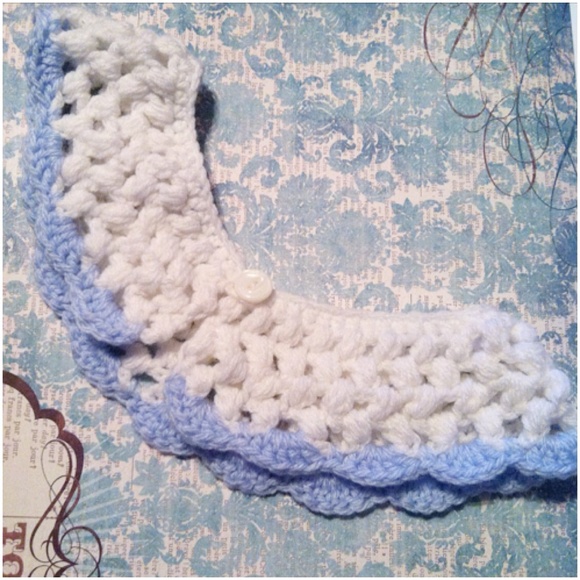 Handmade Crochet White & Blue Peter Pan Collar