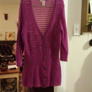 DKNY Jeans Crochet Knit Cardigan Size Large