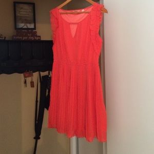 GUESS coral and blue polka dot dress