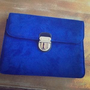 Used once, cobalt blue express suede clutch