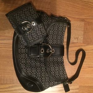 Black Signature Coach Purse w/ Matching Wallet