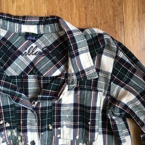 Green & Cream Acid Washed Flannel