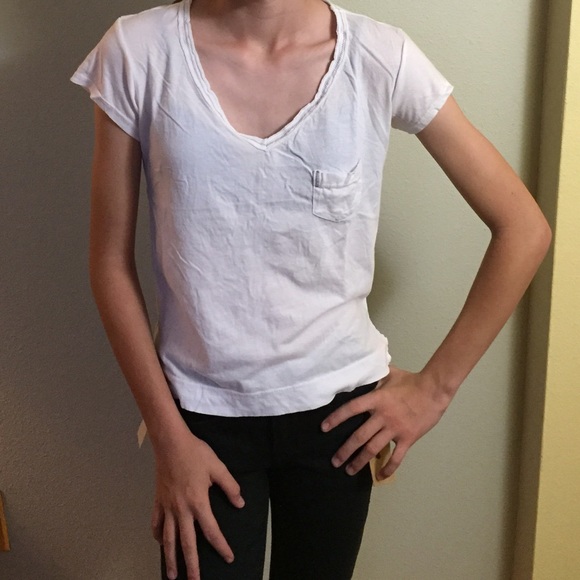 LAST ONE! t.la White V Neck Pocket Tee - Picture 2 of 4