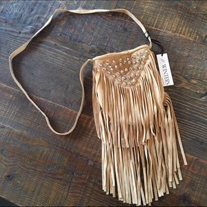 NWT Suede Fringe Messenger Bag