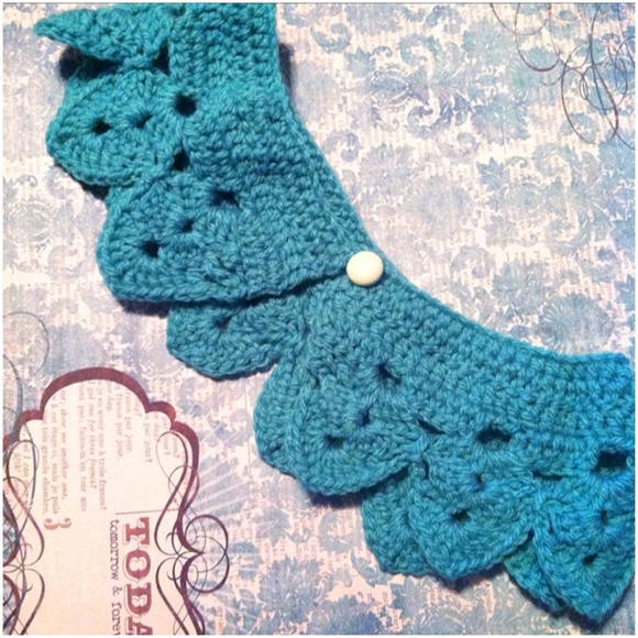 Handmade Crochet Blue Green Peter Pan Collar