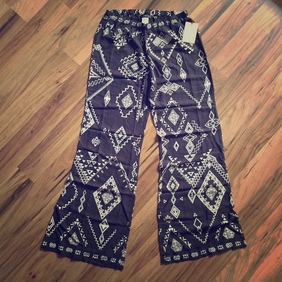 Tribal Print Wide Leg Pants