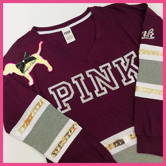 🎉2x HP•Victoria's Secret PINK• Bling varsity crew - Picture 2 of 4