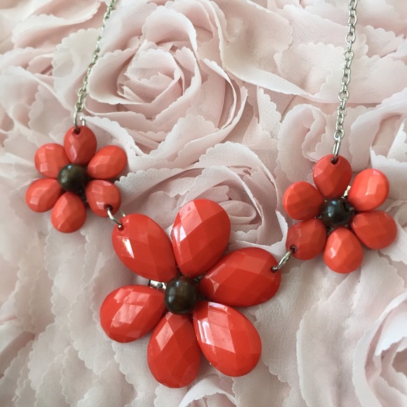 Burnt Orange Flower Statement Necklace