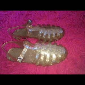 Gold glitter jelly bean sandals