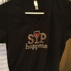 Black tee shirt Sip Happens